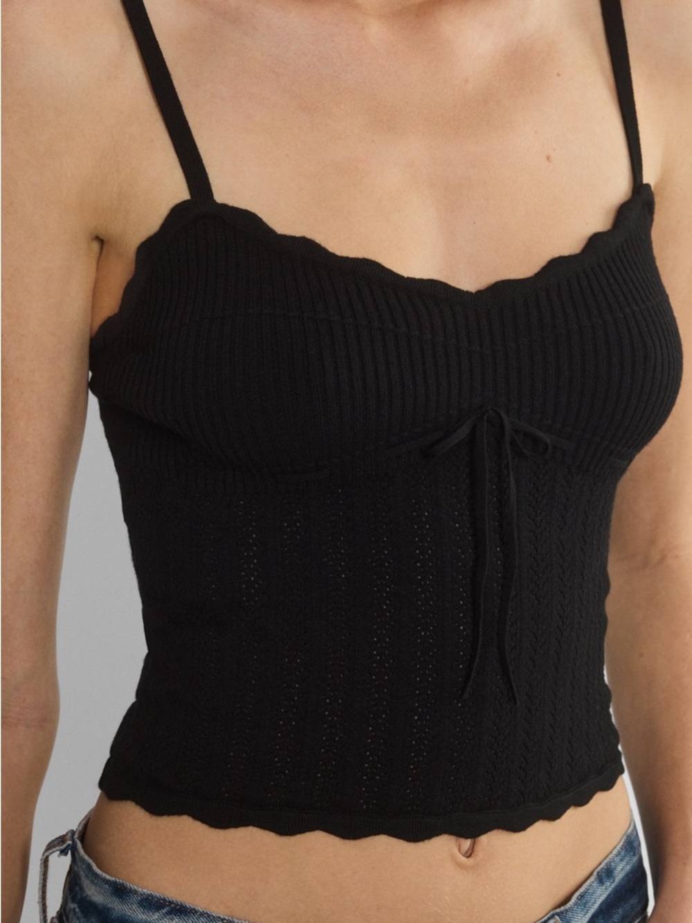 Black Ribbed Knit Cami Tank Top